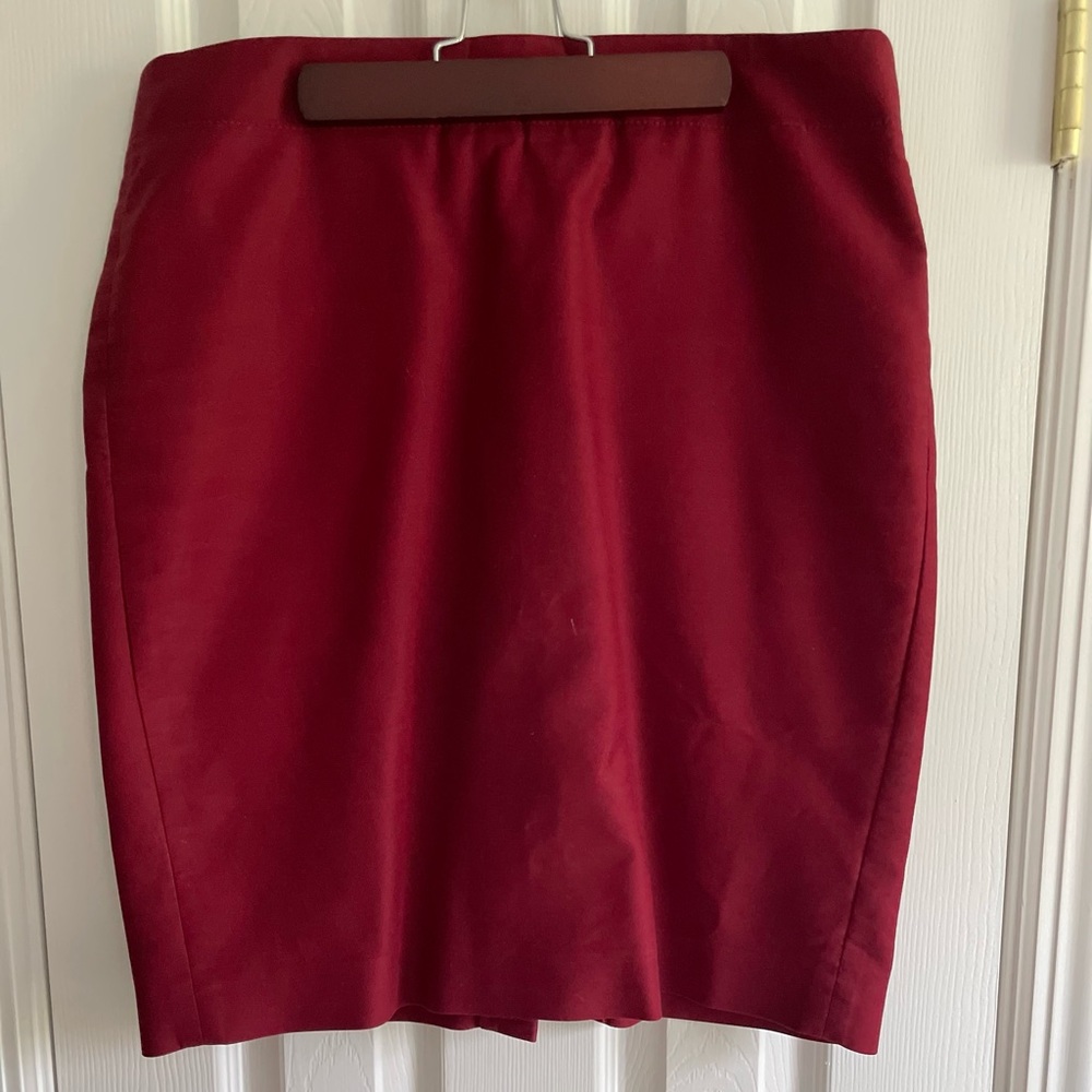 J Crew “No. 2 Pencil” skirt, maroon size 10